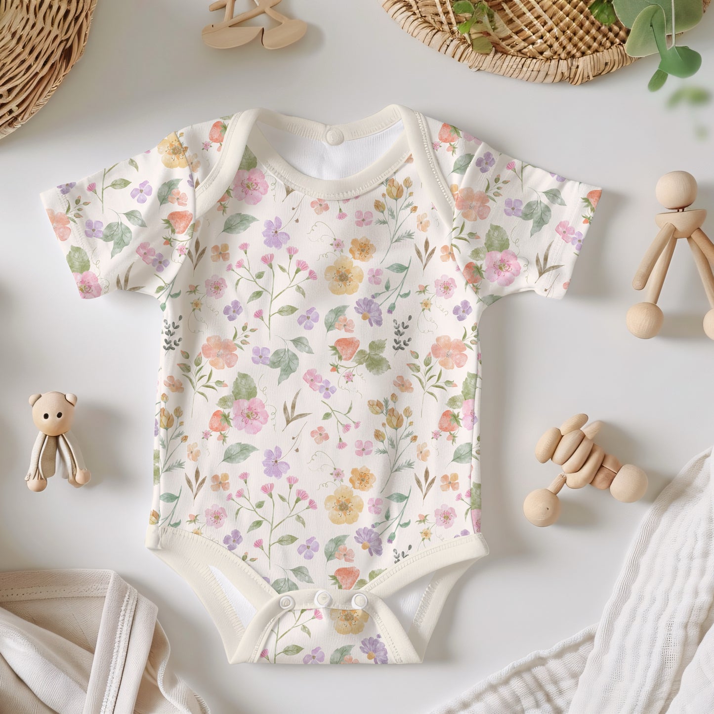 Tiny Blooms : Strawberry Garden - Fabric by the yard starting at