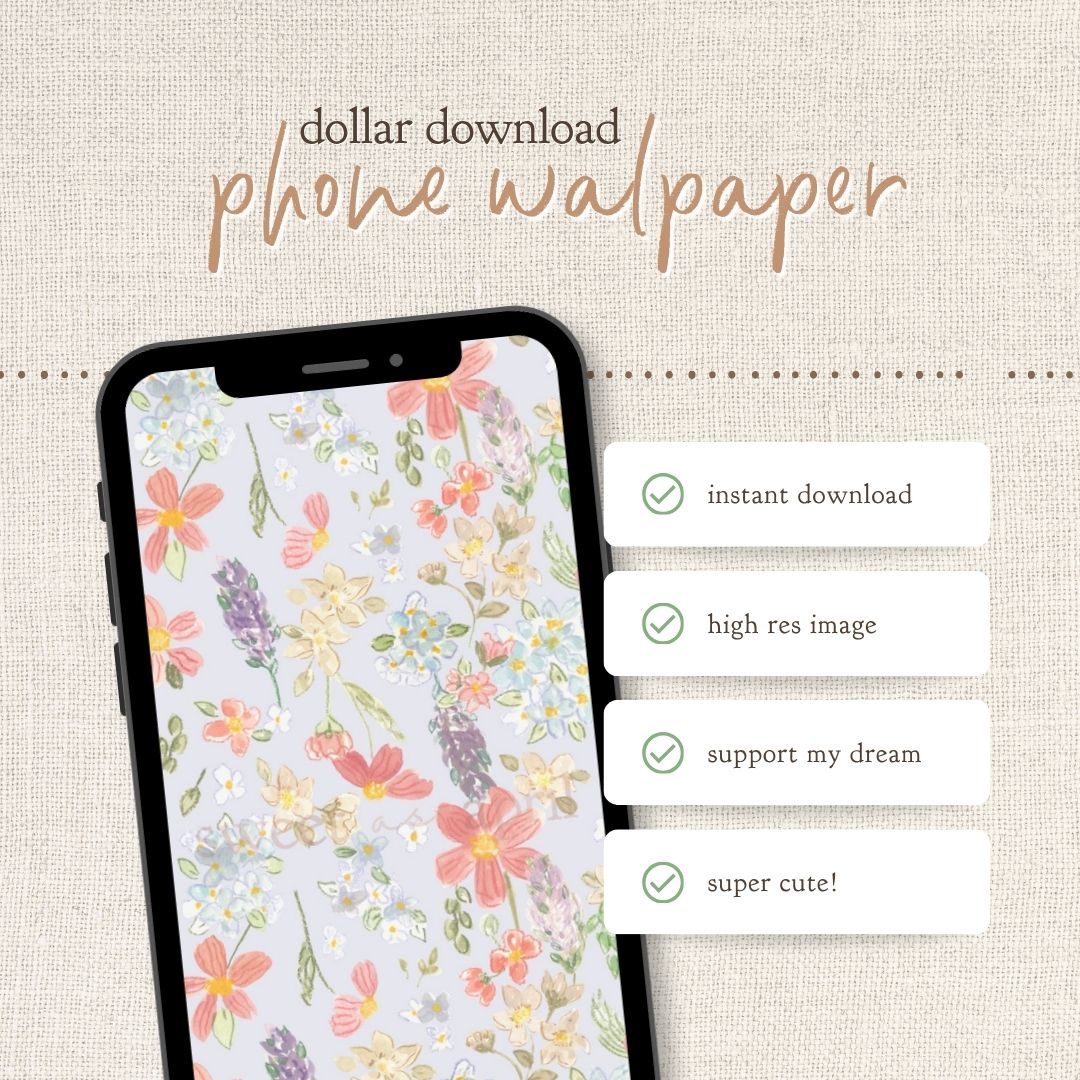 Instant Download : Phone Wallpaper : Coral Floral
