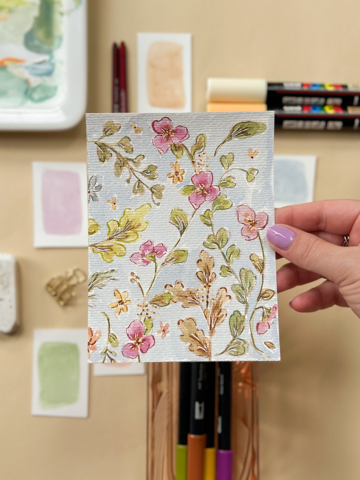 Original Paintings : Floral Vines #1-4 | Hand Painted by Carrie