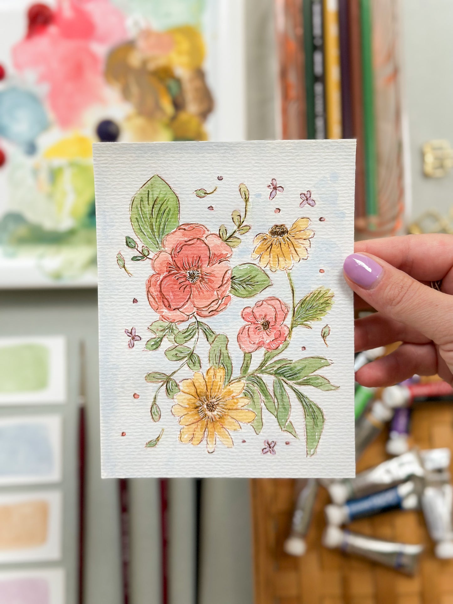Original Paintings : The Farmer's Florals #1-4 | Hand Painted by Carrie