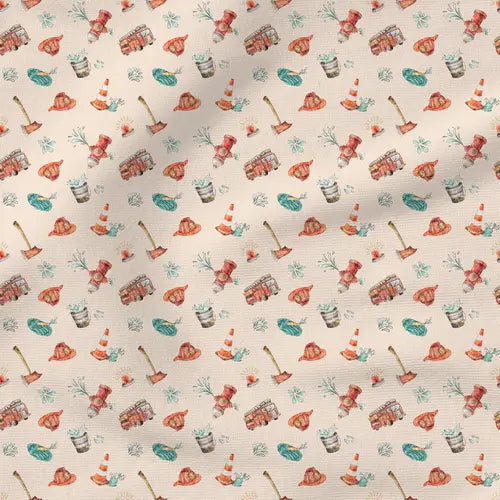 Fire Rescue - Inferno & Aqua - Fabric by the yard starting at