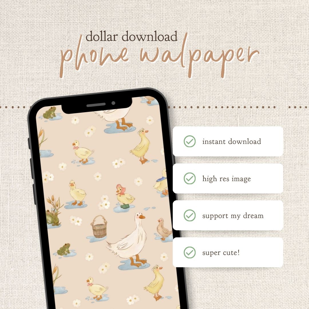 Instant Download : Phone Wallpaper : Puddle Ducks