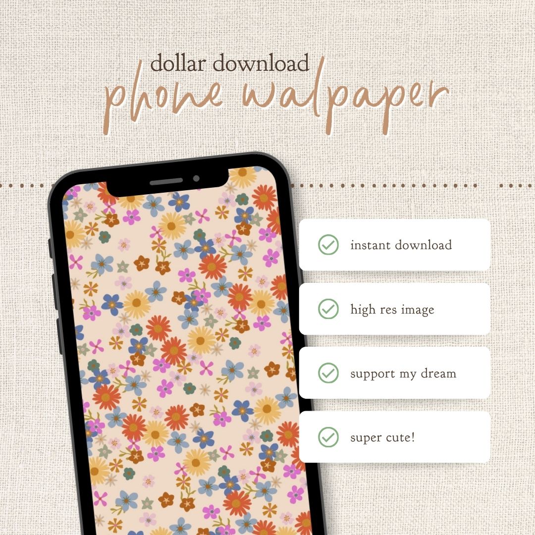 Instant Download : Phone Wallpaper : Retro Blooms