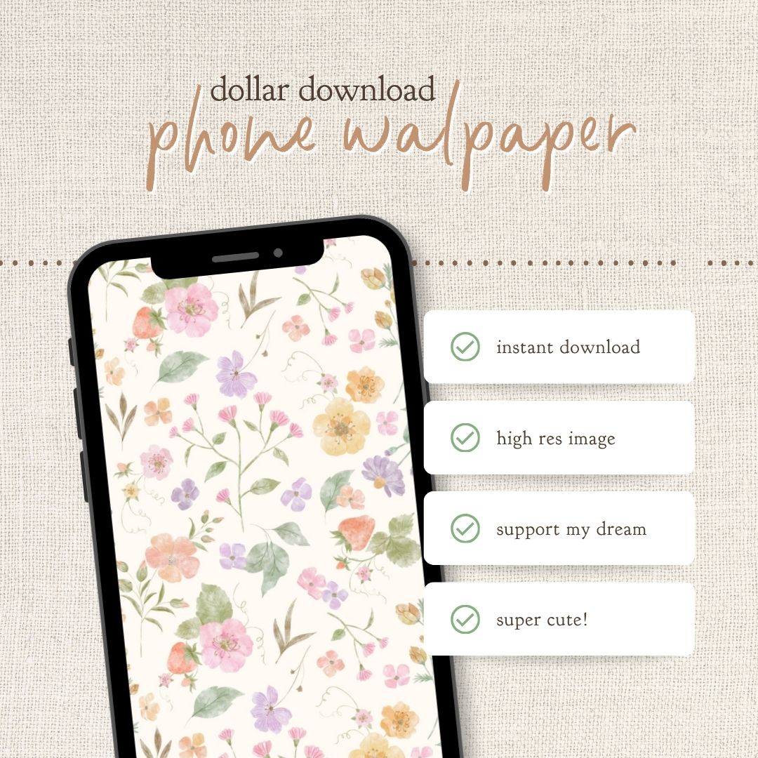 Instant Download : Phone Wallpaper : Strawberry Garden