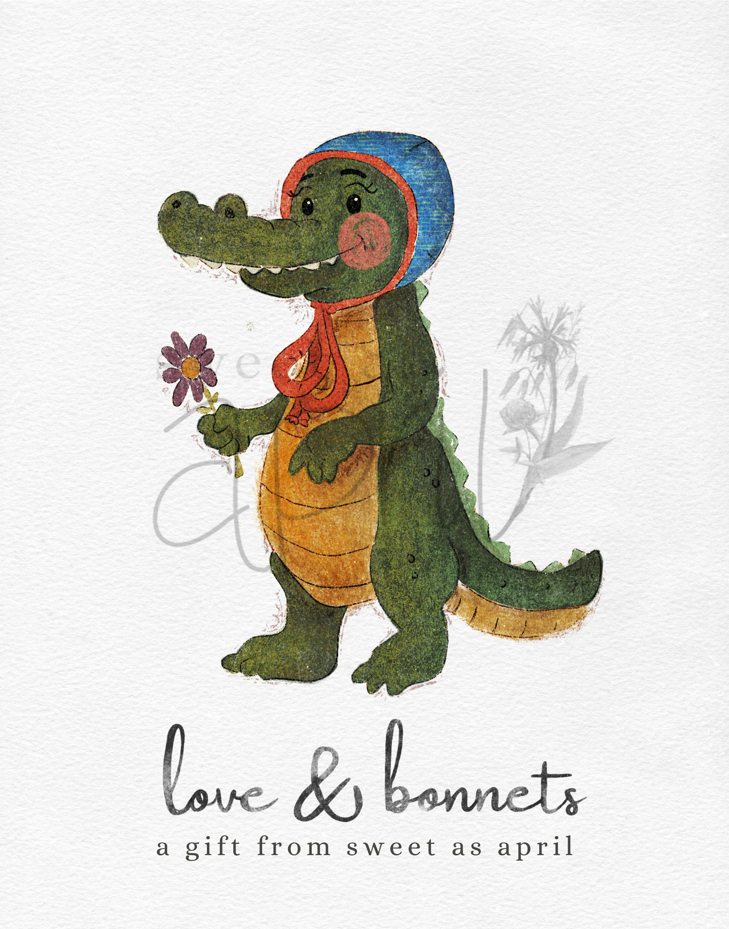 Love & Bonnets SAA Card : Alligator Friend Digital Download