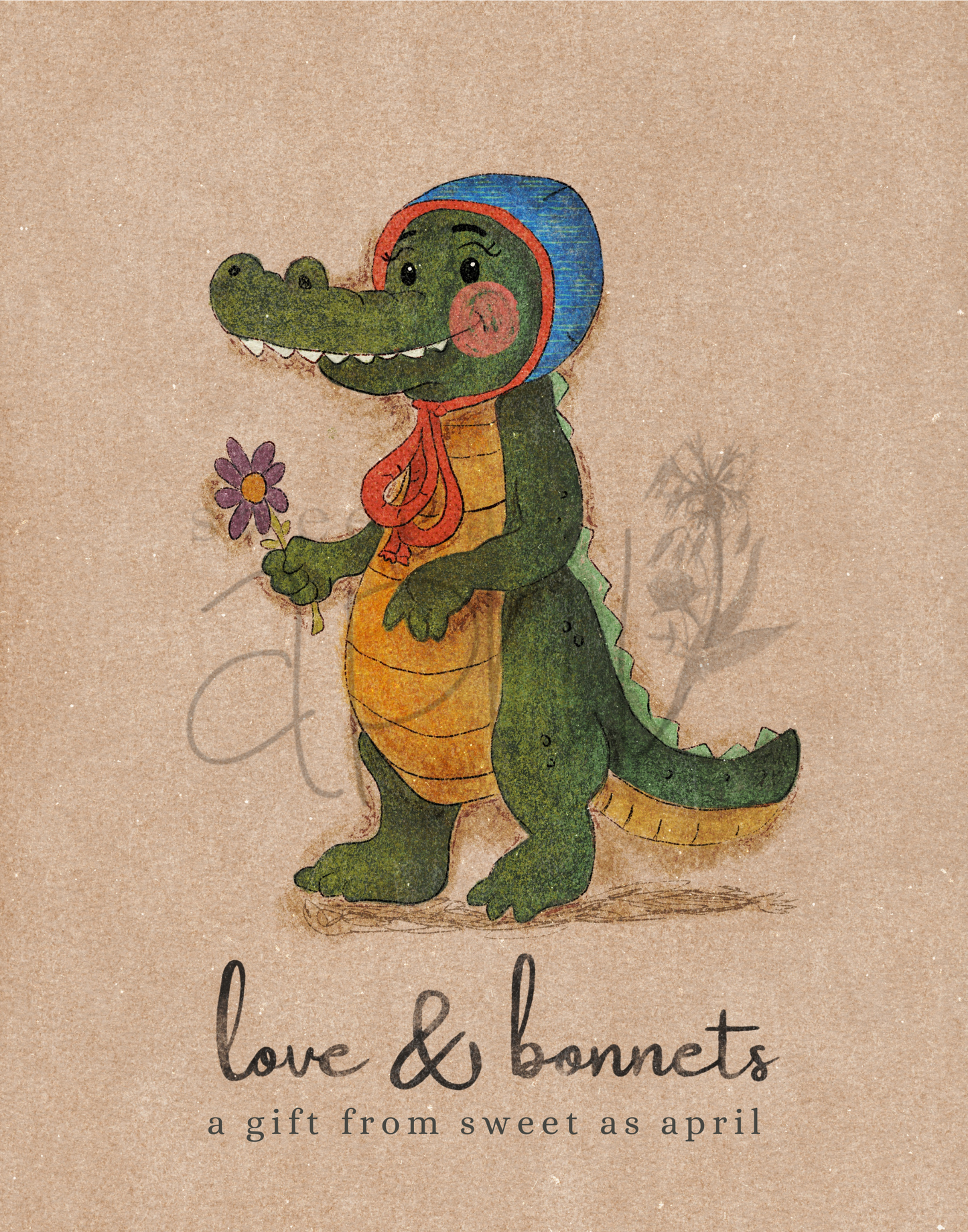 Love & Bonnets SAA Card : Alligator Friend Digital Download