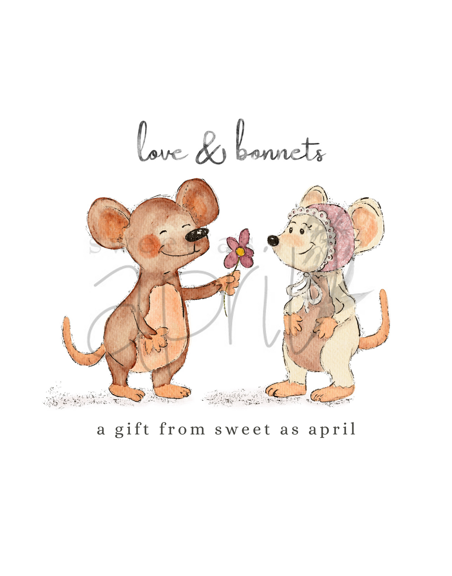 Love & Bonnets SAA Card : Mice Friends Digital Download