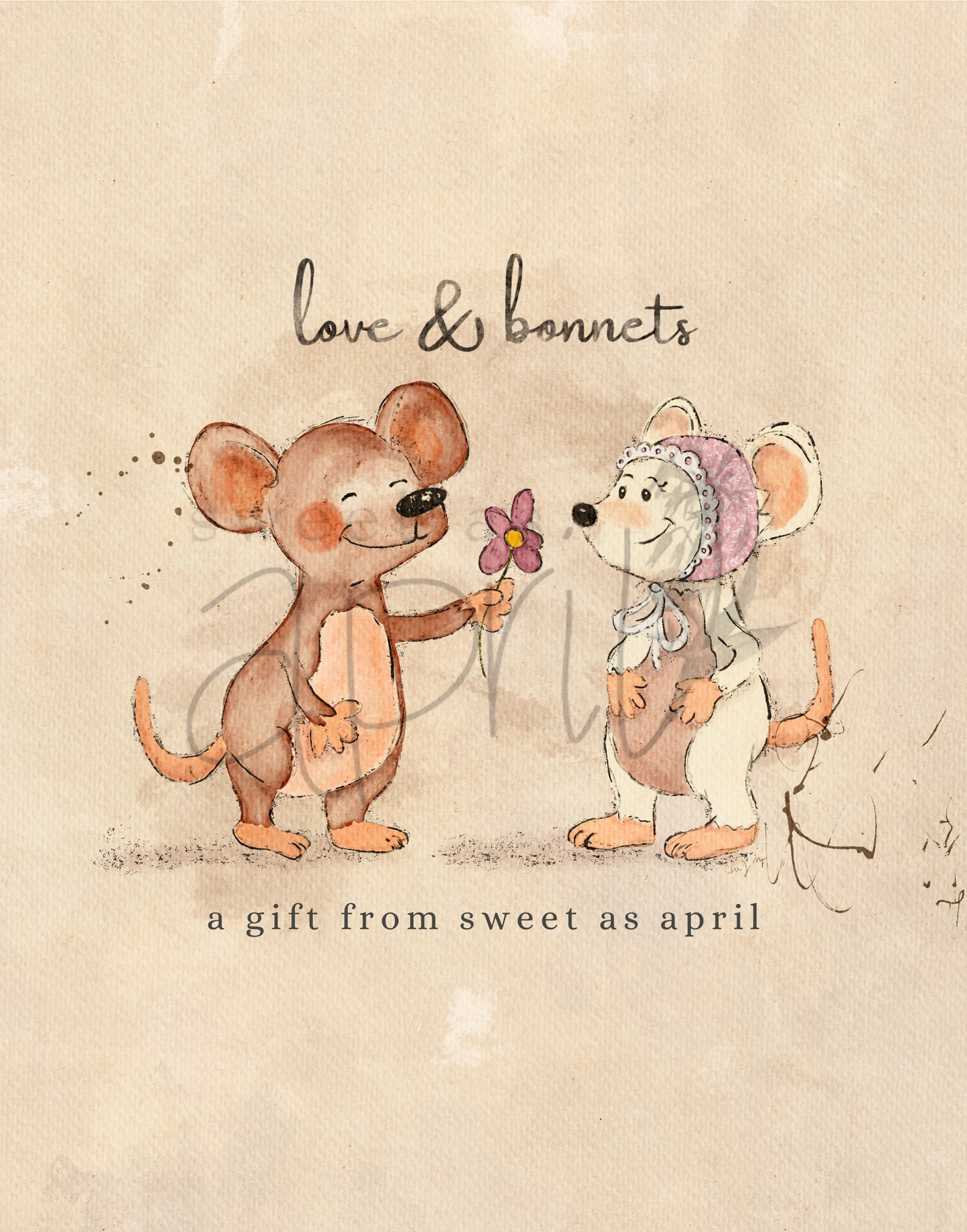 Love & Bonnets SAA Card : Mice Friends Digital Download