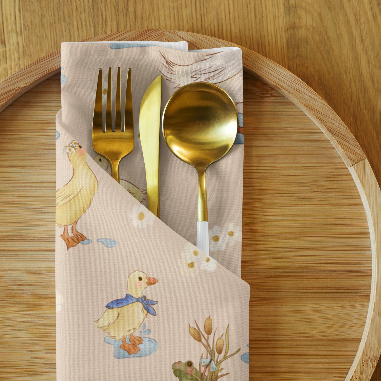 Puddle Ducks : Set of 4 Cloth Napkins