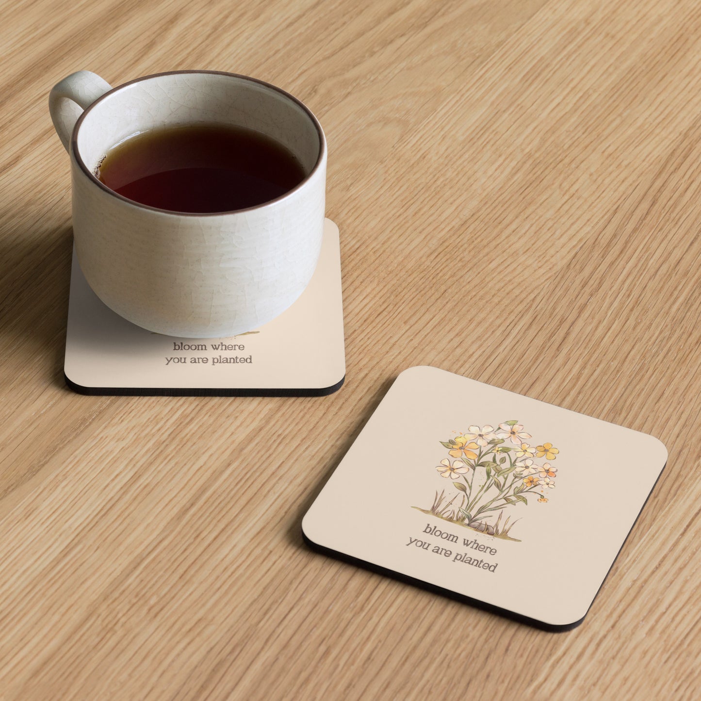 Bloom Where you are Planted : Cork-back Coaster