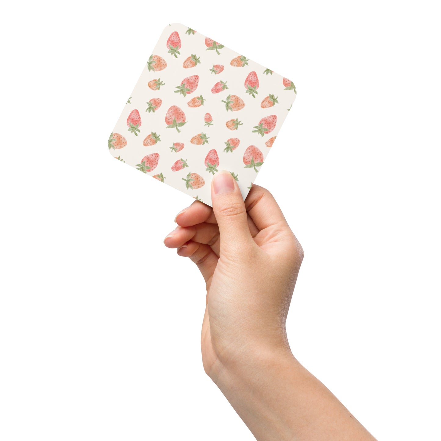 Tiny Blooms : Strawberries : Cork-back Coaster