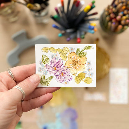 Meadow Mix Gathering – Original ACEO Painting (Batch 011 #1)