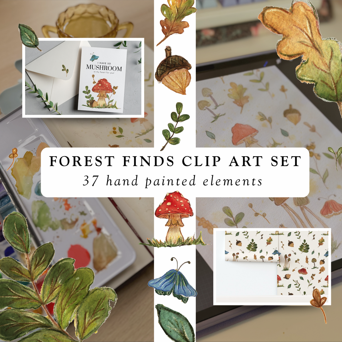 Hand-Painted Forest Finds Clip Art | Sweet As April