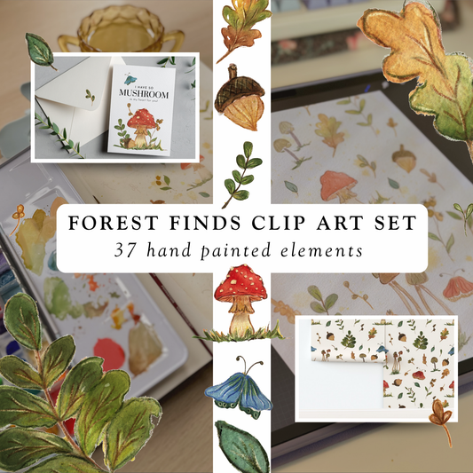 Hand-Painted Forest Finds Clip Art | Sweet As April