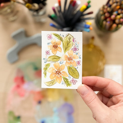 Amber Garden Notes – Original ACEO Painting (Batch 011 #5)