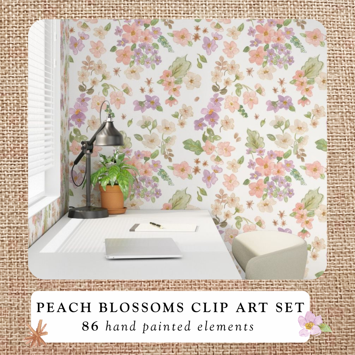 Hand-Painted Peach Blossoms Clip Art | Sweet As April
