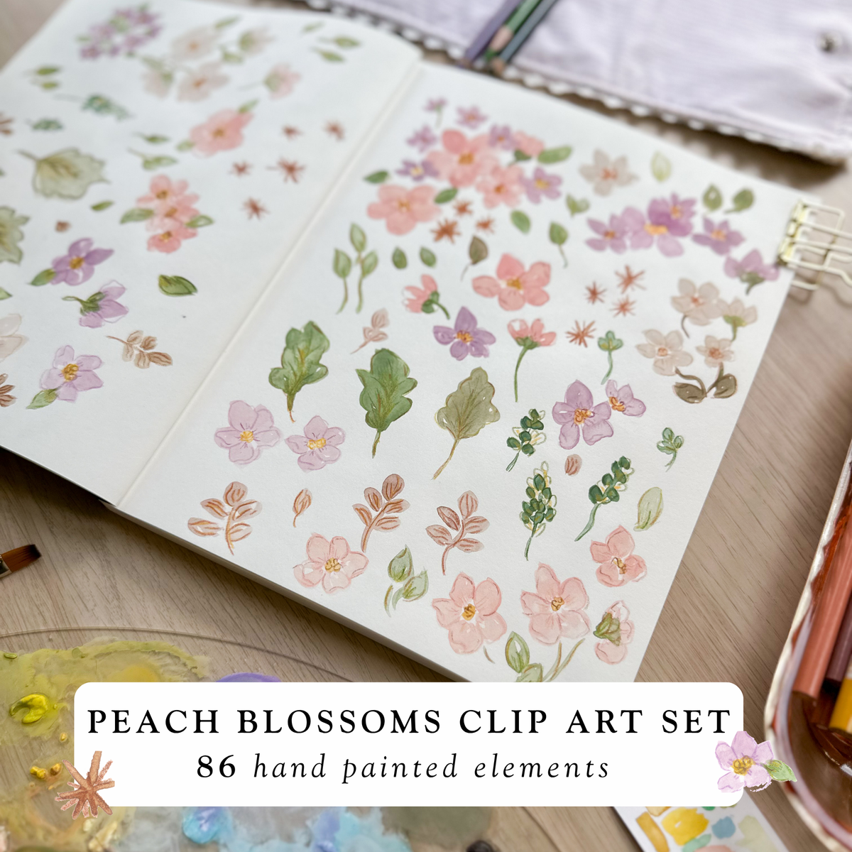 Hand-Painted Peach Blossoms Clip Art | Sweet As April
