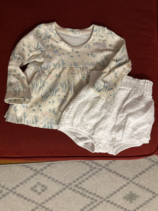 Organic Cotton Peplum Top & bloomers - 18 to 24/2t ish - Closet Sale 085