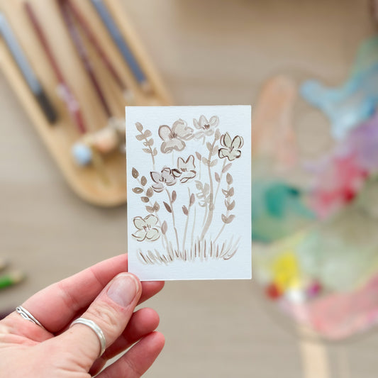 Among the Flowers– Original ACEO Painting (Batch 003 #5)