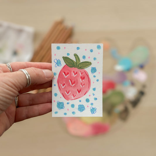 Strawberry Season – Original ACEO Painting (Batch 002 #1)
