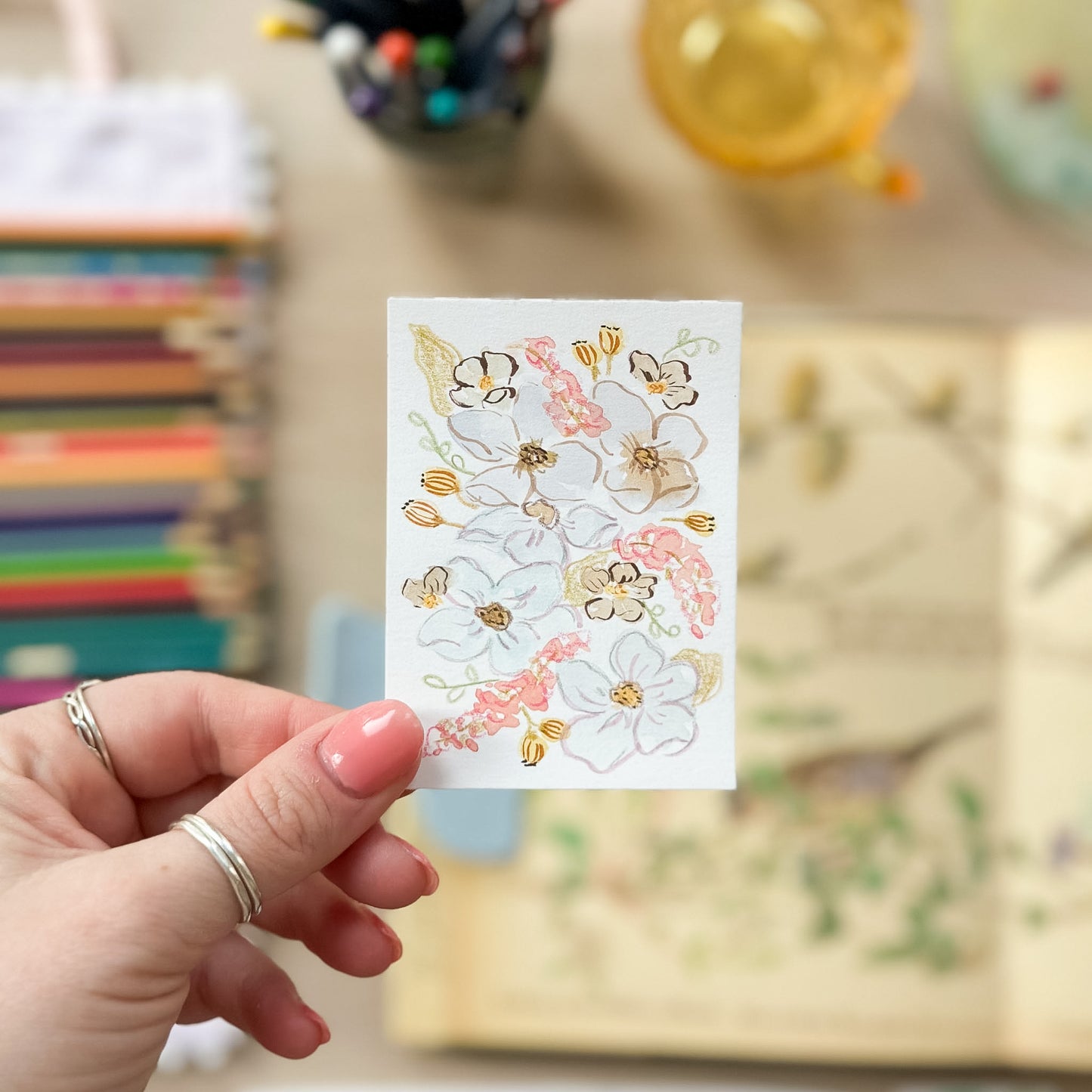 Bright Little Posies – Original ACEO Painting (Batch 010 #1)