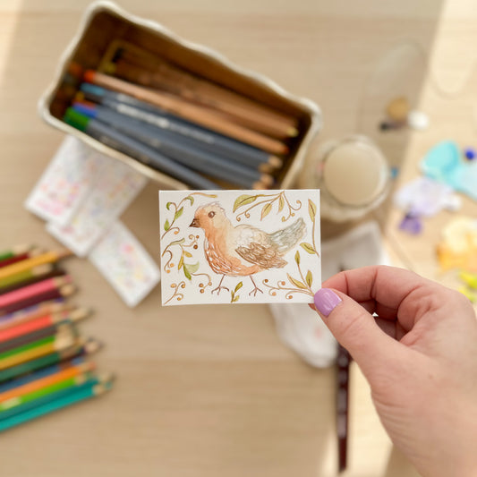 Feathered Friend – Original ACEO Painting (Batch 006 #16)