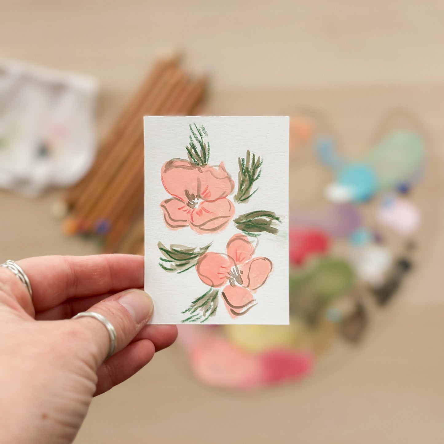 Floral Keepsake – Original ACEO Painting (Batch 002 #10)