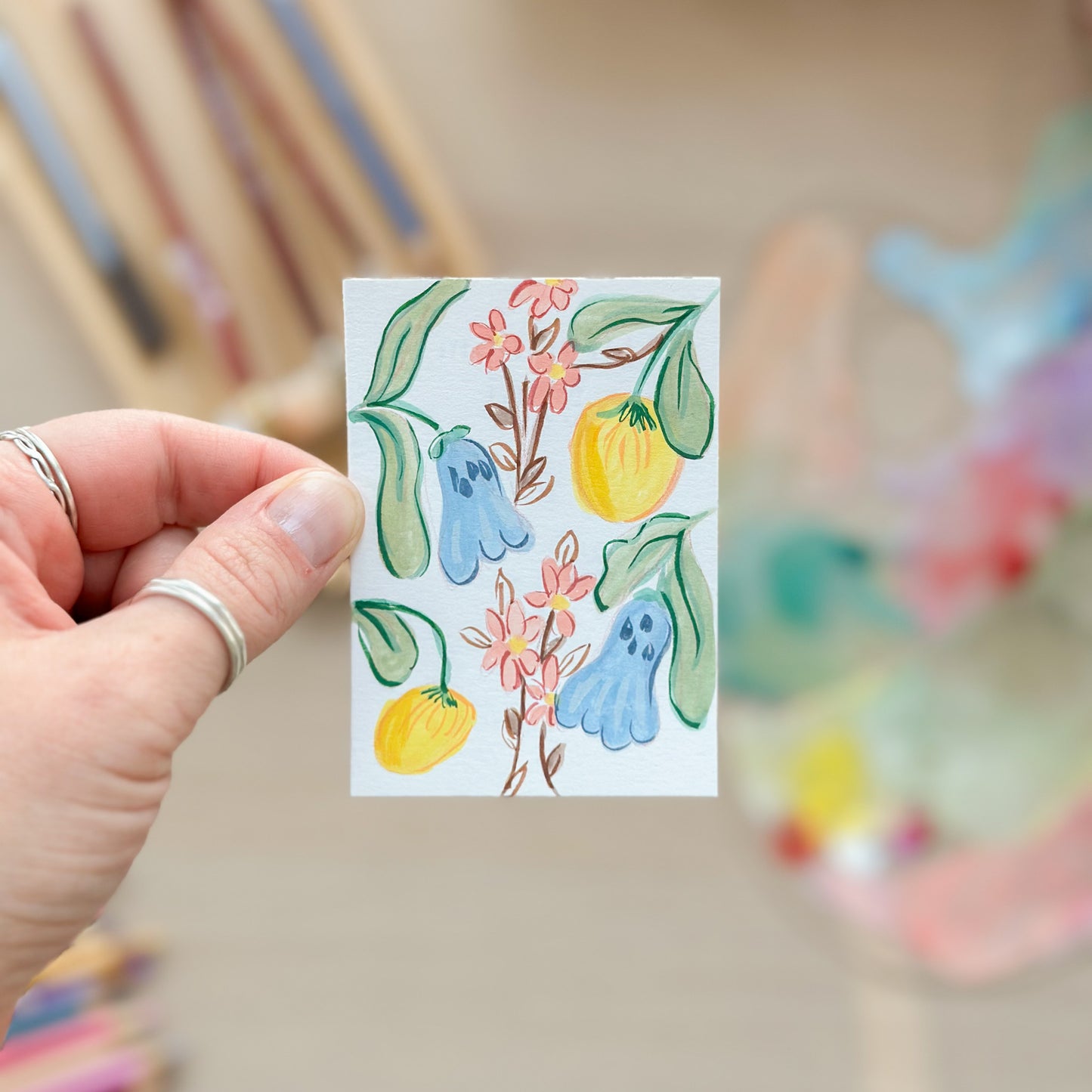 Held in Bloom – Original ACEO Painting (Batch 003 #15)
