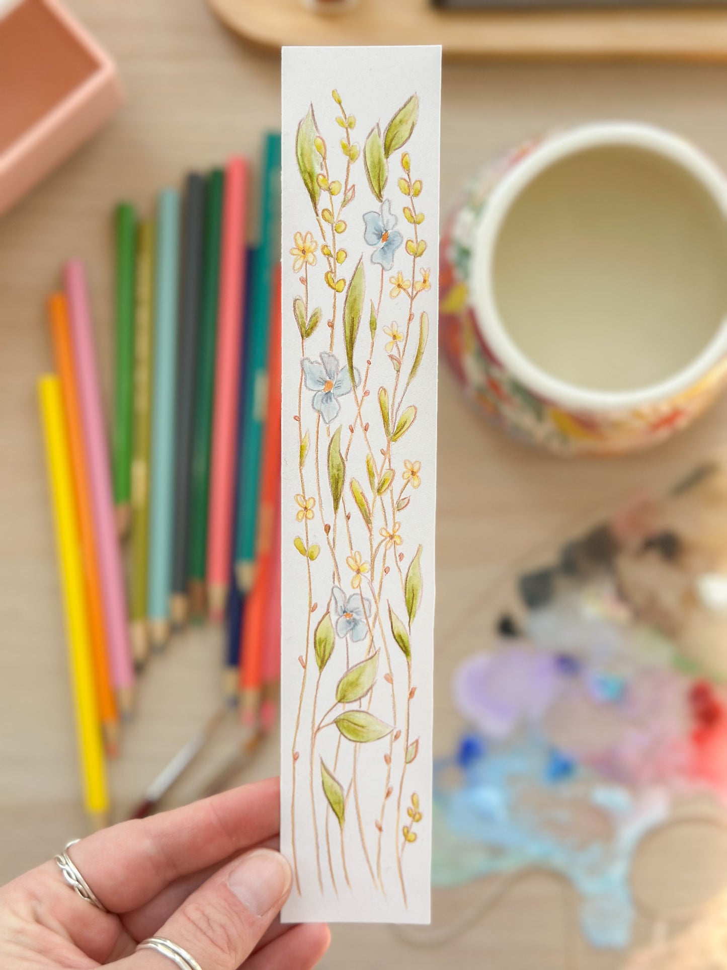 Garden Margin – Original Art Hand-Painted Floral Bookmark