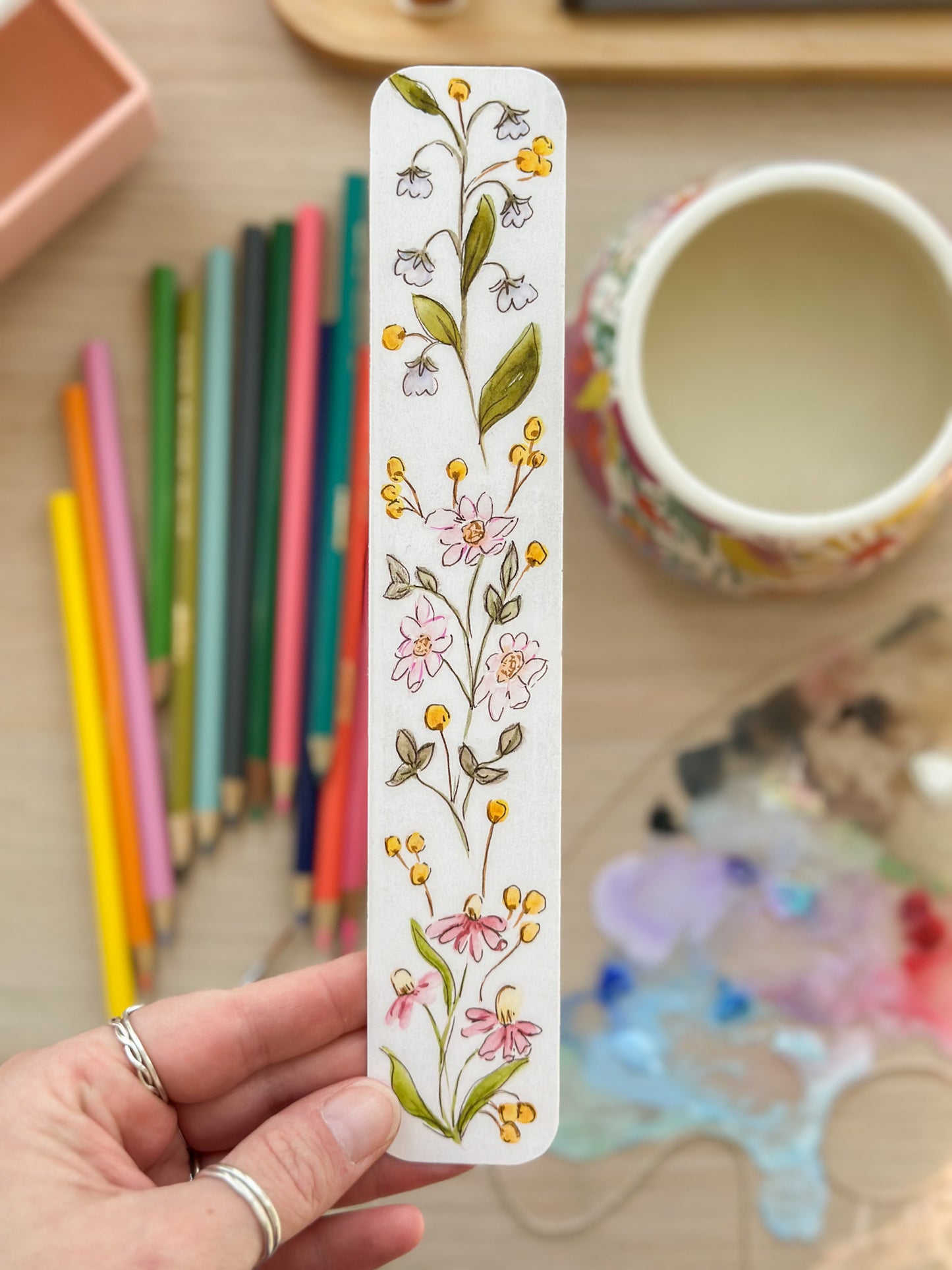 Between the Pages – Original Art Hand-Painted Floral Bookmark
