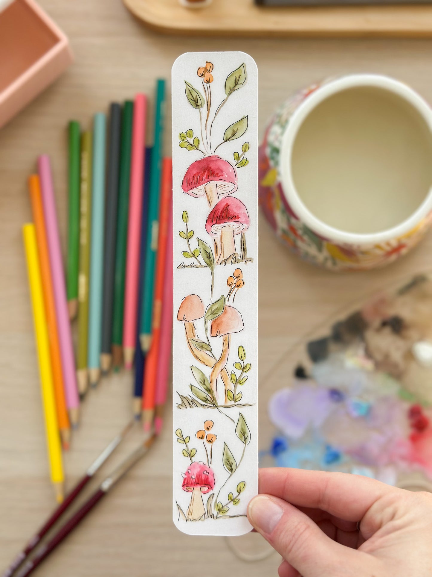 Woodland Quiet – Original Art Hand-Painted Floral Bookmark