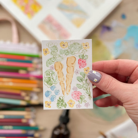 Harvest Garden Glow – Original ACEO Painting (Batch 009 #1)