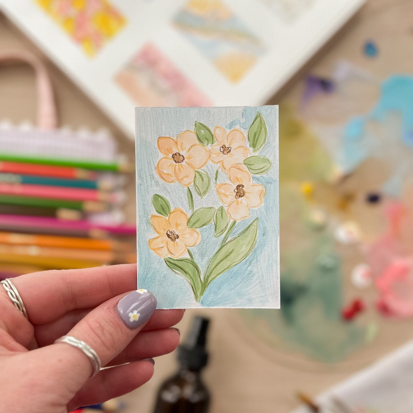 Sweetly Gathered – Original ACEO Painting (Batch 009 #7)