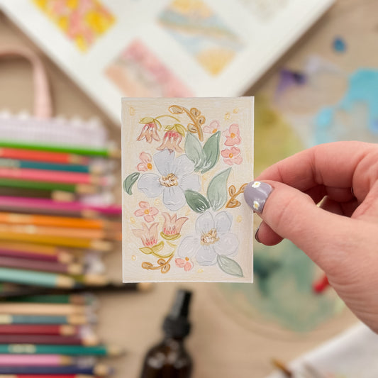 Quiet Garden Corner – Original ACEO Painting (Batch 009 #8)