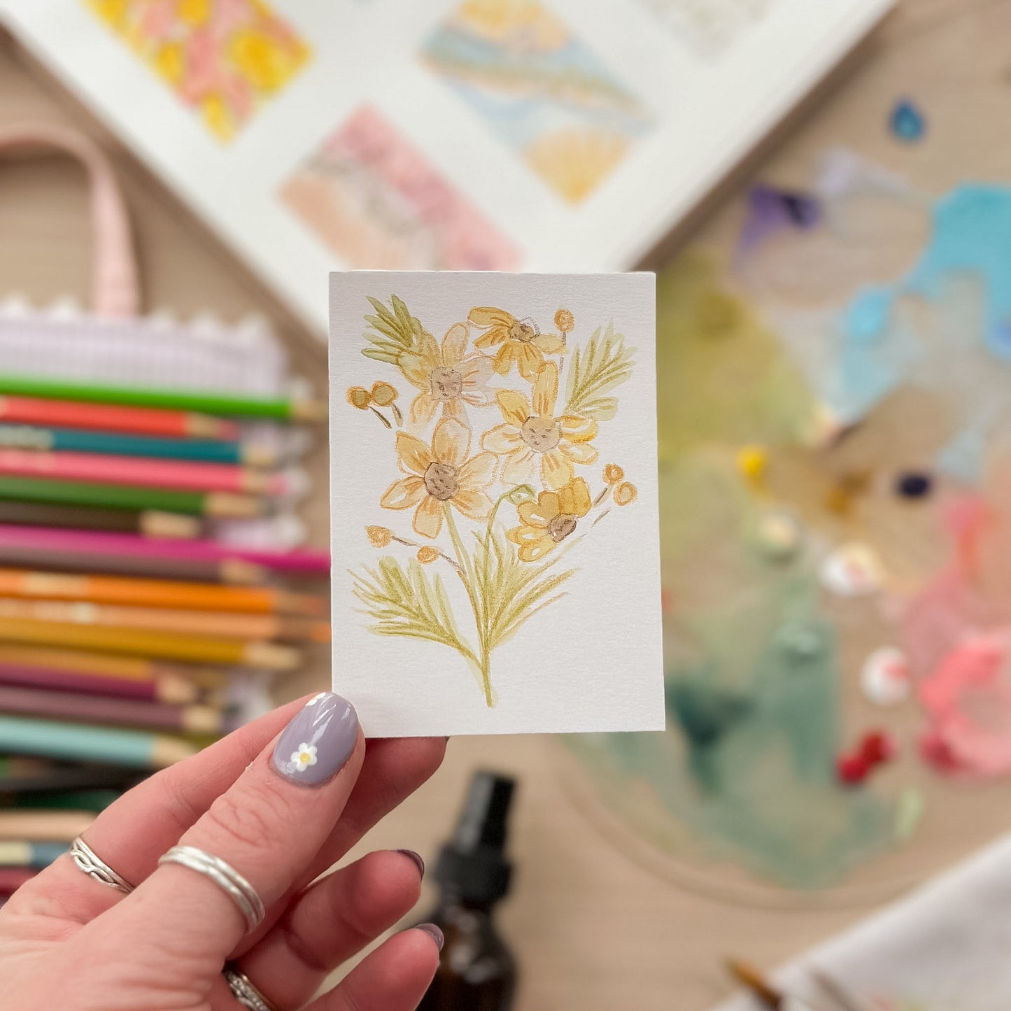 Sun-Kissed Faces – Original ACEO Painting (Batch 009 #11)