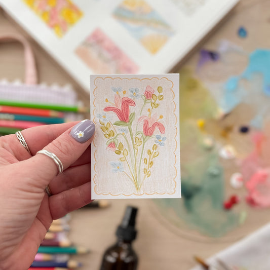 Garden in Blush – Original ACEO Painting (Batch 009 #12)