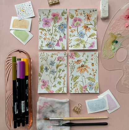 Original Paintings : My First Garden #1-4 | Hand Painted by Carrie