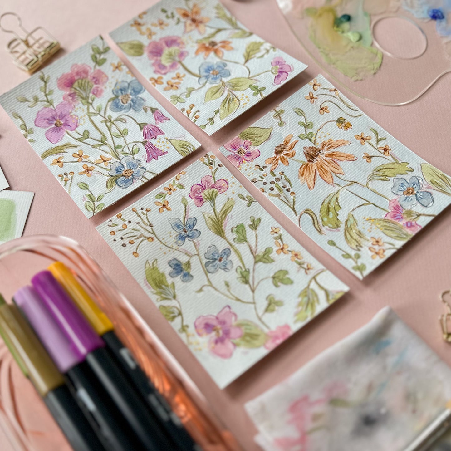 Original Paintings : My First Garden #1-4 | Hand Painted by Carrie