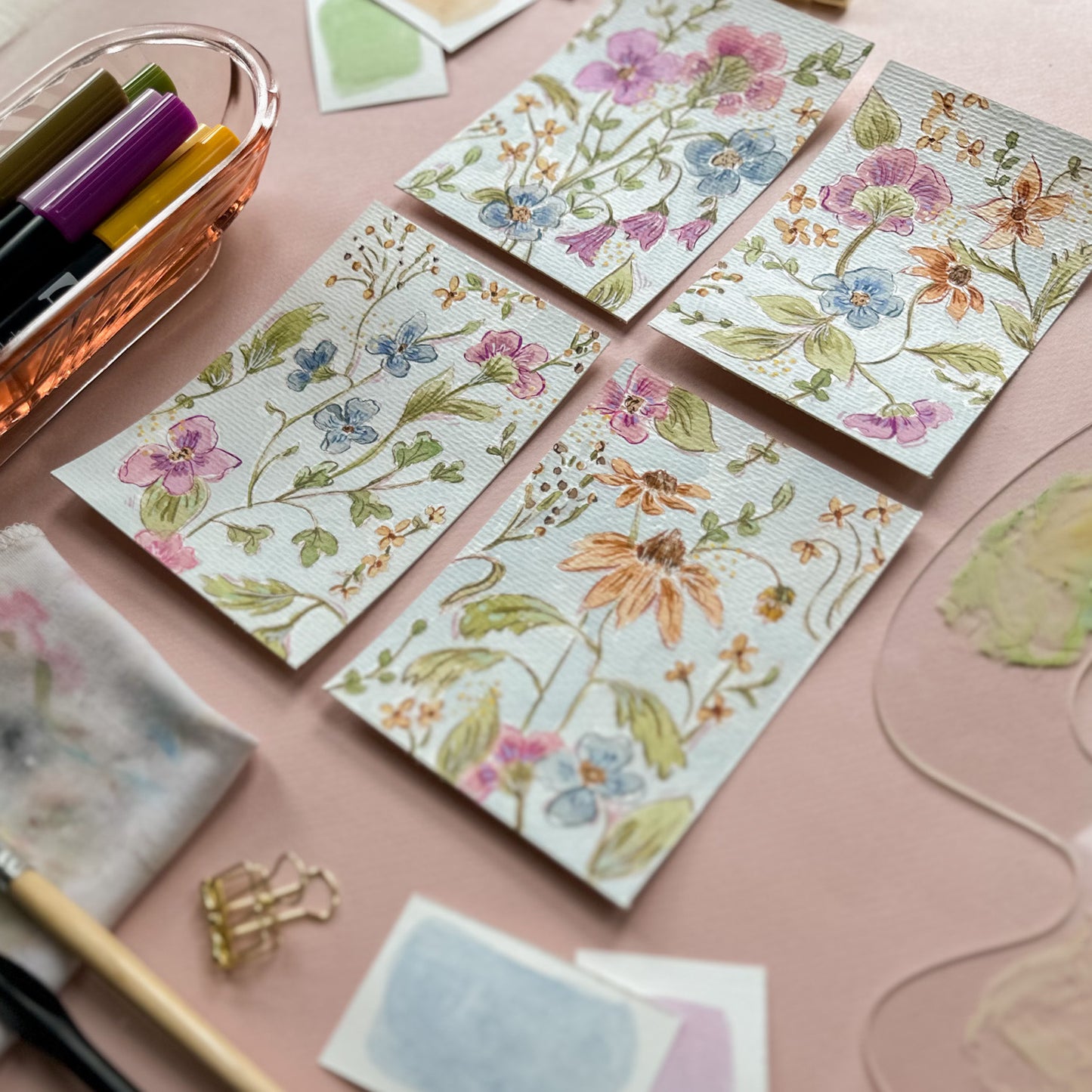 Original Paintings : My First Garden #1-4 | Hand Painted by Carrie