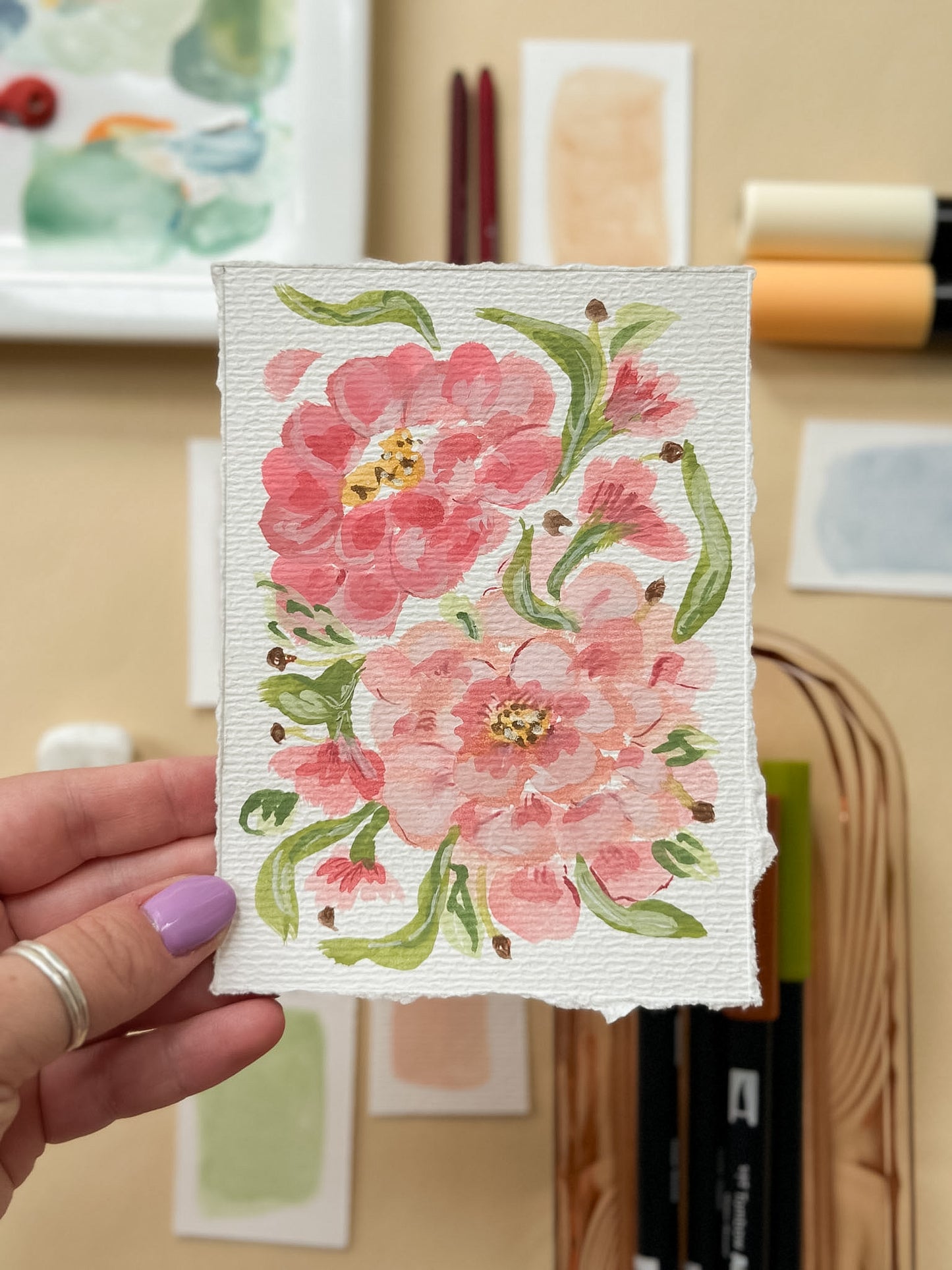 Original Paintings : French Garden #1-3 | Hand Painted by Carrie