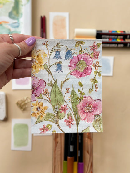 Original Paintings : Mid Summer Blooms #1-4 | Hand Painted by Carrie