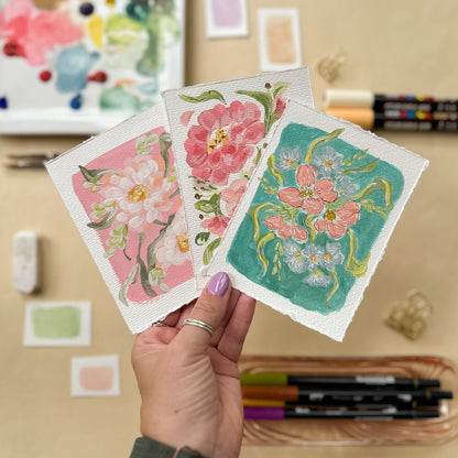 Original Paintings : French Garden #1-3 | Hand Painted by Carrie