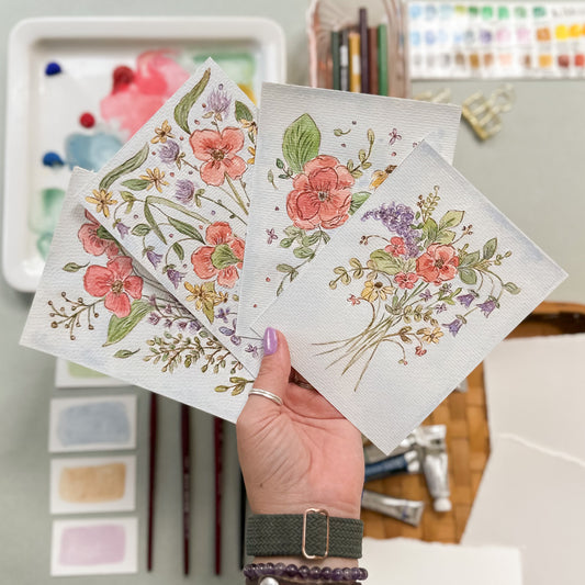 Original Paintings : The Farmer's Florals #1-4 | Hand Painted by Carrie