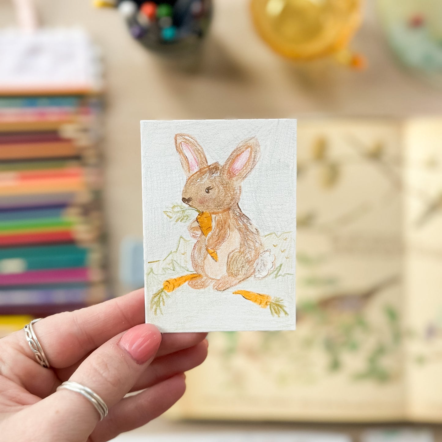 Little Harvest Bunny – Original ACEO Painting (Batch 010 #6)