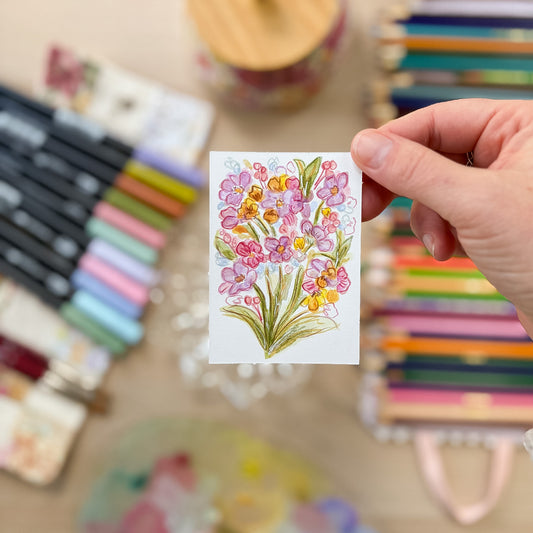 Morning Gather – Original ACEO Painting (Batch 012 #8)