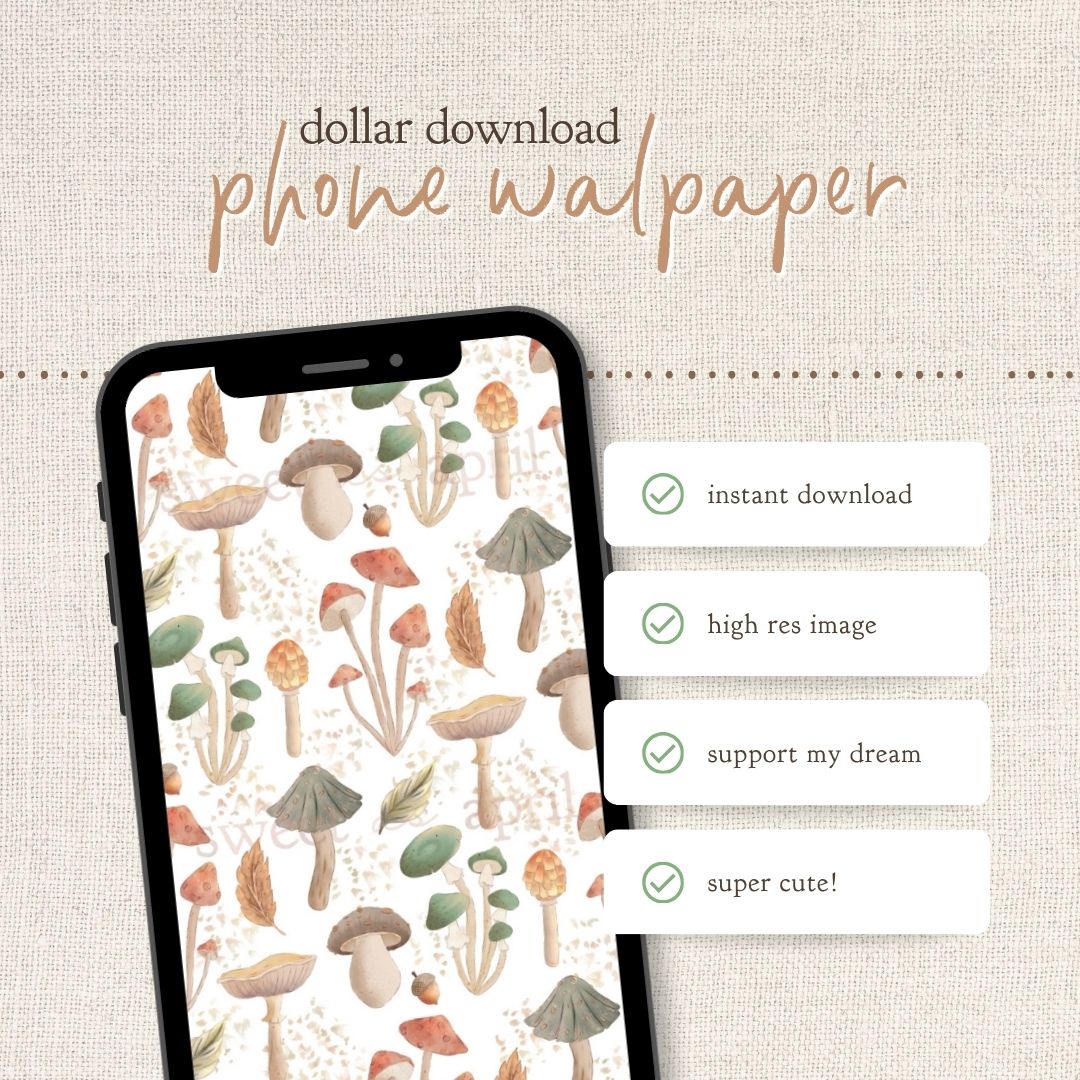 Instant Download : Phone Wallpaper : Mushrooms