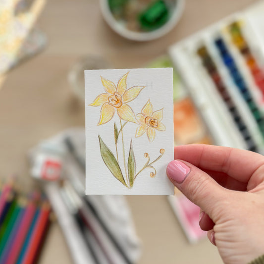 Paired in Early Spring – Original ACEO Painting (Batch 005 #1)