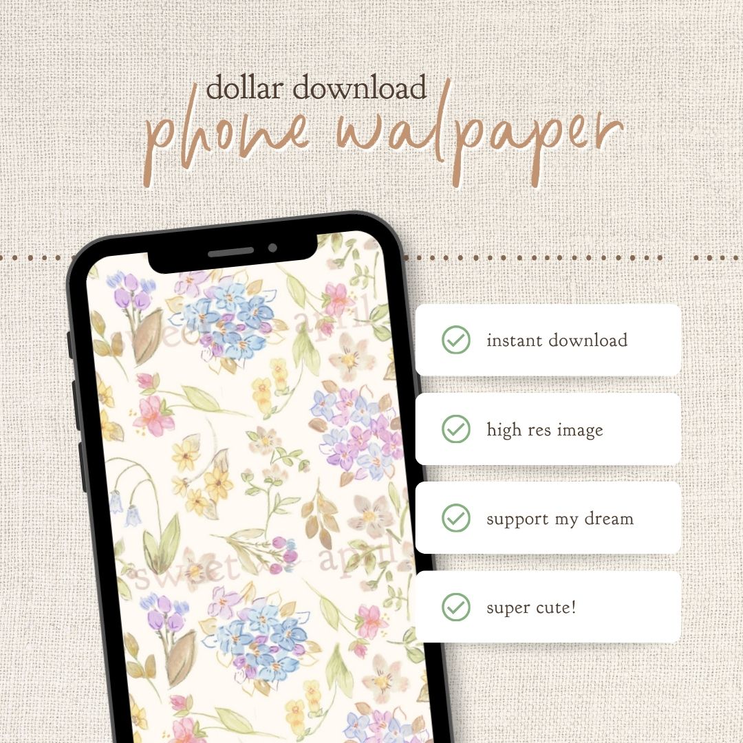 Instant Download : Phone Wallpaper : Pastel Floral