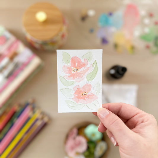 Peonies in the Parlor – Original ACEO Painting (Batch 007 #7)