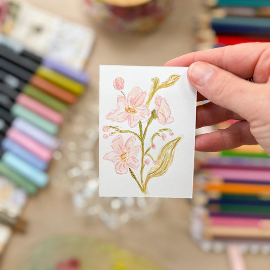 Petal Drift – Original ACEO Painting (Batch 012 #3)
